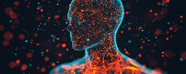 Poster - Dynamic visualization of human anatomy digital art futuristic environment abstract perspective conceptual exploration