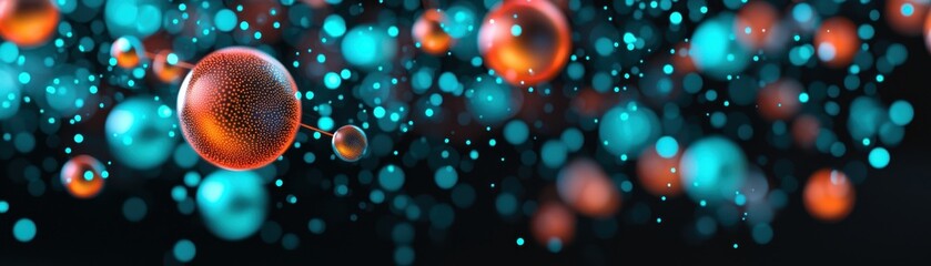 Poster - Dynamic molecular structures in a digital space abstract visualization science dark background close-up conceptual art