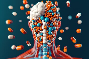 Poster - Exploring human cognition the intersection of brain and medicine abstract art studio environment detailed view