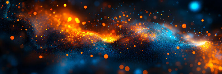 Poster - dynamic digital abstract background with orange and blue lights