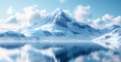 Wall Mural - Snowy peak reflected in calm lake