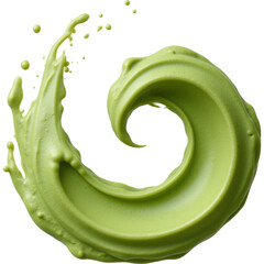 Poster - Creamy green paint swirl with splashes, perfect for artistic designs