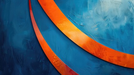 Poster - This vibrant blue background features smooth, bright orange curves, creating a modern and dynamic visual. Ideal for artistic and creative projects.