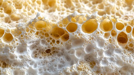 Poster - Close-up porous texture, bubbly foam, detail, light background, food photography