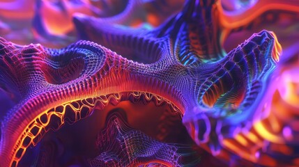 Abstract fractal network structure in vibrant colors