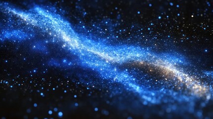 abstract cosmic nebula with glowing blue and white particles.