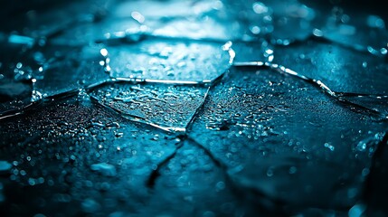 Poster - Cracked ice texture, dark background, abstract, studio shot, design element