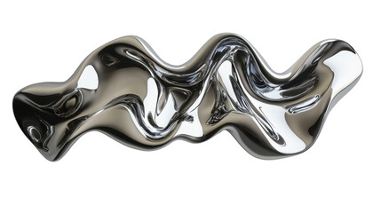 Poster - Wavy silver liquid metal floating with transparent background