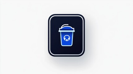 Poster - Blue coffee cup app icon, white background