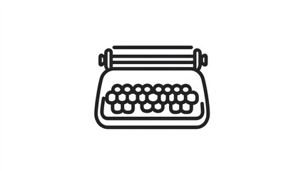 Poster - Vintage typewriter outline, simple, graphic, design element, vector art, digital illustration