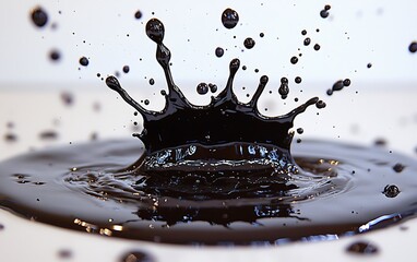 Poster - Dark liquid splash crown, white background, studio shot, advertising