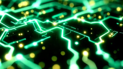 Fototapete - Glowing circuit pathways unveiling dynamic electric energy in a futuristic abstract network