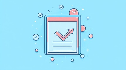 Poster - Modern checklist icon on light blue background