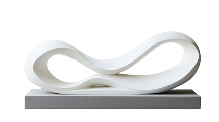 Poster - Modern white sculpture standing on gray pedestal with transparent background