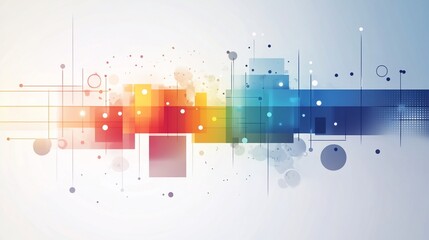 Aufkleber - Abstract background with colorful geometric shapes and connecting lines and dots