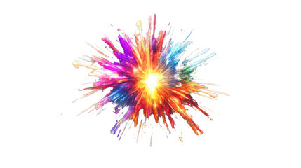 Poster - Colorful explosion of paint splattering on transparent background