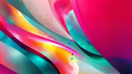 Poster - Vibrant abstract gradient waves with dynamic circular accents and colorful transition