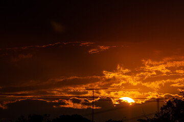 Wall Mural - sunset on the earth year 2032 asteroid