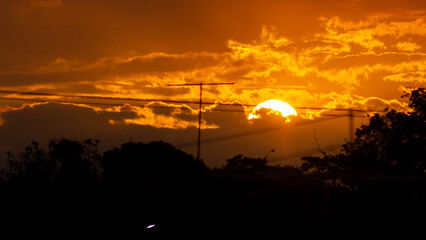Wall Mural - sunset on the earth year 2032 asteroid