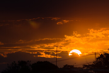 Wall Mural - sunset on the earth year 2032 asteroid
