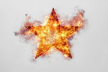 Wall Mural - A five pointed star engulfed in intense fiery flames