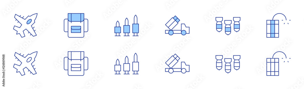 War icon set in two styles, Duotone and Thin Line style. Editable ...