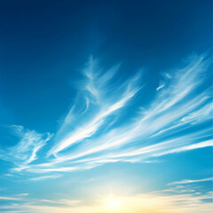 Wall Mural - Vibrant Sunset Sky with Wispy White Clouds