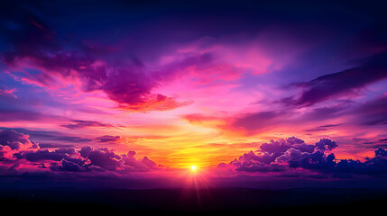 Wall Mural - Vibrant Sunset Sky with Pink Purple and Orange Clouds