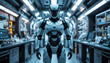 © hwsky - A Futuristic Robot Standing in a High-Tech Laboratory