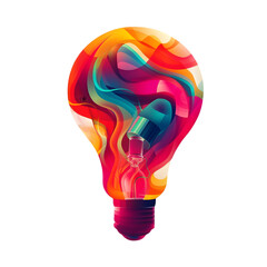 Poster - Colorful abstract light bulb illustration with vibrant swirls, symbolizing creativity and innovation