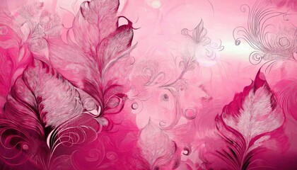 Poster - abstract pink floral design with delicate swirling patterns and vibrant flowers, modern artistic decor for home spaces