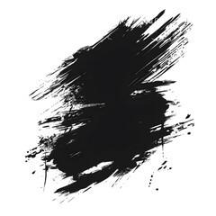 Poster - Abstract black brush stroke texture on a white background, ideal for artistic design projects