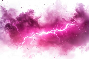 Poster - A vibrant electric pink lightning bolt striking through a cloud of colorful smoke.