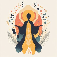 Wall Mural - holy figure with a serene atmosphere, peaceful divine essence, flat design illustration