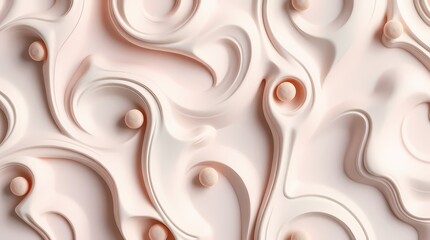 Poster - Abstract swirls and rounded shapes create a textured surface with soft hues. Generative AI