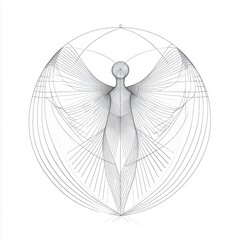 Wall Mural - sacred geometry angel, gabriel depiction, symbolic religious essence, minimalist lines, isolated on 