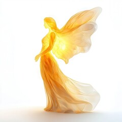 Wall Mural - symbolic gabriel figure, spiritual essence, ethereal glow, minimalist style, isolated on white backg