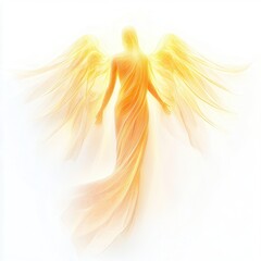 Wall Mural - symbolic gabriel figure, spiritual essence, ethereal glow, minimalist style, isolated on white backg