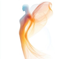 Wall Mural - symbolic gabriel figure, spiritual essence, ethereal glow, minimalist style, isolated on white backg