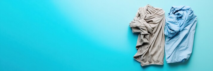 Aufkleber - Comparison of dirty and freshly laundered clothes showing the difference in cleanliness and freshness for laundry enthusiasts. Generative AI