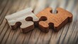© muhamad - Connected Wooden Jigsaw Pieces Symbolize Partnership And Collaboration. Concept For Synergy And Problem-Solving On Wooden Surface.