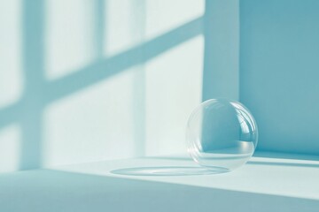 Poster - Light illuminates a clear orb in a blue room