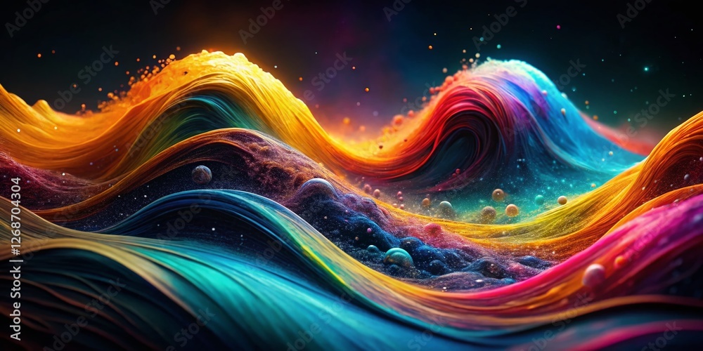 Abstract Colorful Flowing Waves in Space: Ultrawide 21:9 OLED Wallpaper ...