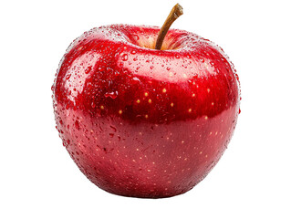 Wall Mural - A fresh organic apple with a glossy red surface, isolated on a clean transparent background, PNG file.