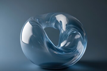 Wall Mural - Abstract blue glass torus shape with intricate internal swirls