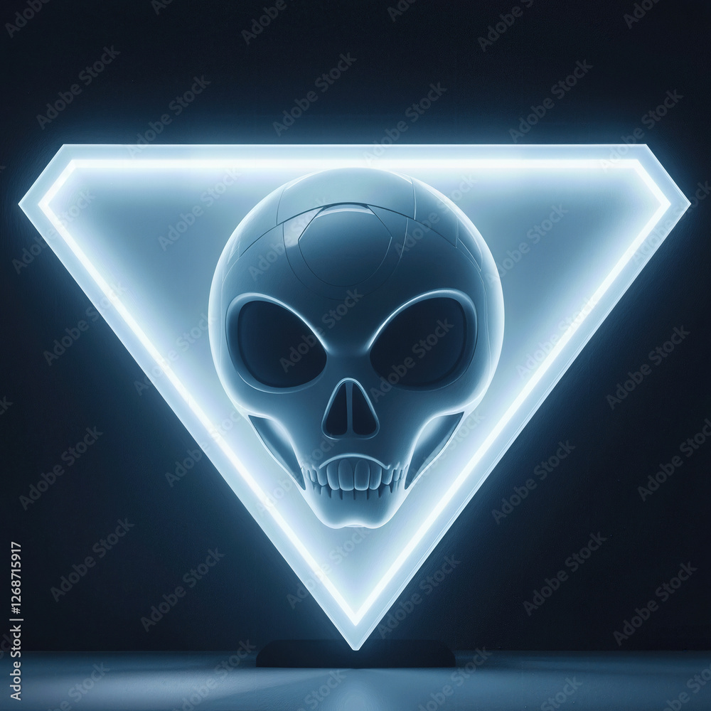 Alien skull with neon light, an intriguing and futuristic digital art ...