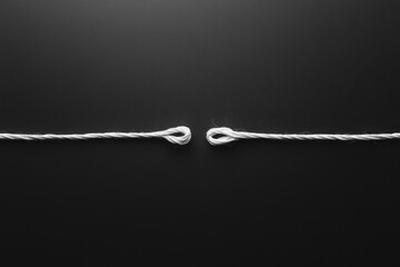 Poster - Two strings, one long and one short, are neatly tied together by knots, creating a harmonious juxtaposition. The minimalist black backdrop emphasizes the elegant design and craftsmanship