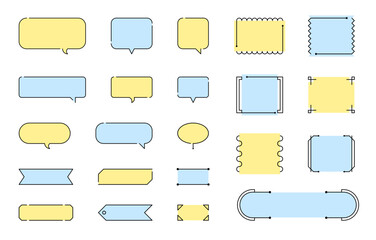 Poster - the picture is a collection of examples of text speech bubbles. the labels all have different sizes 