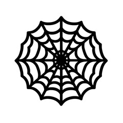Poster - Spiderweb Icon: A simple, black and white, vector illustration of a spiderweb, perfect for web design, Halloween decoration.