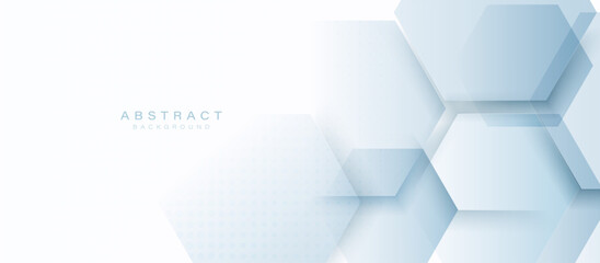 Fototapete - Minimalist Abstract White and Light Blue Hexagonal Background